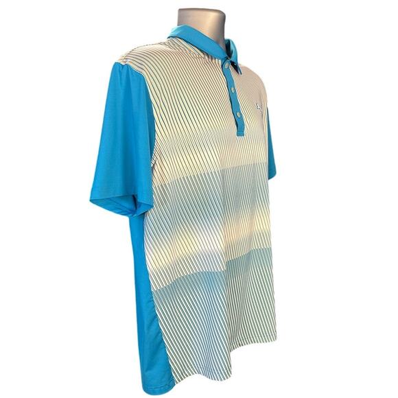 Puma Golf Blue and White Striped Short Sleeve Performance Wear Polo Size L - Picture 2 of 10